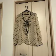 Dip Drops ドット柄 ボウタイ 長袖ブラウスのサムネイル