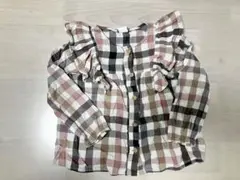 H&M 【セットアップ】チェック柄 フリル付きシャツ 92