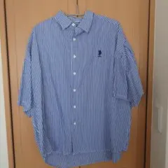 U.S. POLO ASSN. 半袖シャツ M 青白ストライプ