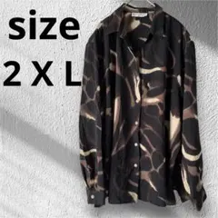 ✨海外古着✨オーバーサイズ レディース長袖シャツ 黒と茶色模様