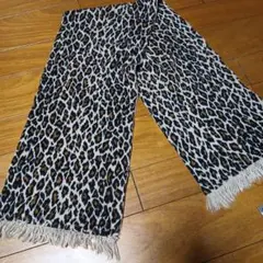 ヒョウ柄ストール フリンジ付き
