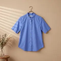 Maker's Shirt 鎌倉(8)半袖ボタンシャツ/青/日本製/ブラウス
