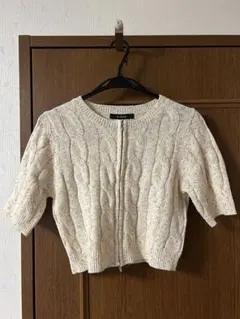 w closet ケーブル編み ジップアップ 半袖薄手ニットのサムネイル