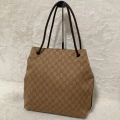 極美品 GUCCI グッチ トートバッグ GGキャンバス 本革 キャメル総柄