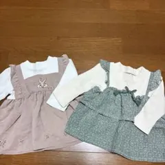 バースデイ　ベビー服　ディズニーミスバニー　緑ビスチェ花柄　80cm