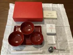 お食い初め用 漆器のお皿・トレー・お箸セット、歯固め石