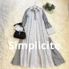 Simplicite／シンプリシティエ　ストライプシャツワンピース　ベイクルーズ