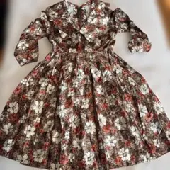 昭和レトロ/アンティーク　フラワープリント 長袖ワンピース