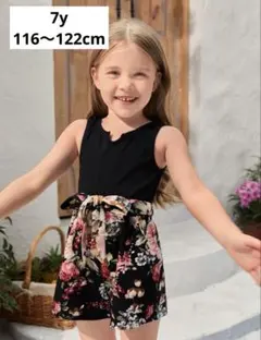 【美品】SHEIN シーイン　ドッキングサロペット　ノースリーブ花柄ロンパース