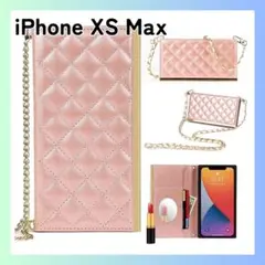 未使用　iPhone XS Max 手帳型ケース ピンク　キキルティング　格子
