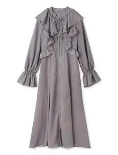 lily brown フリルトリムクレープ ロングワンピース