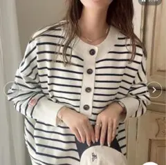 クラシカルエルフ　2wayヘンリーネックボーダーニットプルオーバー