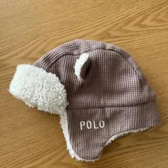 POLO ベビー帽子 44cm 耳付き ボア