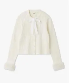 最終値下げ FURFUR リボン付き袖口ファーカーディガン