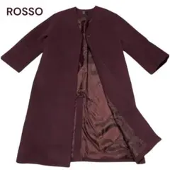 【美品】ROSSO 大人バーガンディ ロングコート 独立インナー付