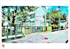 【漫画絵】【A4】【学校_小学校A_校門_6】【カラー】【送料無料/即日発送】