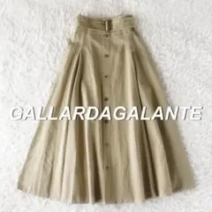 ガリャルダガランテ　ベルト付コットンリネンフロントボタンロングフレアスカート