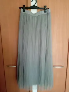 Eluraグレー チュール ロングスカート