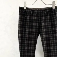 Basis plus スキニーパンツ チェック柄 ポケット ローライズ 大きめ
