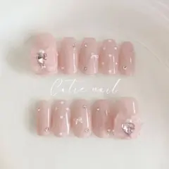 現品 ネイルチップ 即購入◎ フレンチガーリー　量産型　リボン　推しネイル