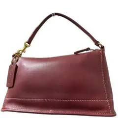 美品✨オールド　コーチ　アクセサリーポーチ　ハンドバッグ　レザー　ボルドー