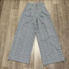★お値下げ　ＧＵチェックワイドパンツ　Sサイズ