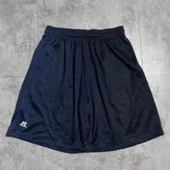 ガ*つ様 ラッセルアスレティック メッシュハーフパンツ ネイビー ワンポイントのサムネイル