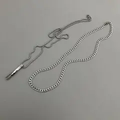新品 2点セット スクエアネックレス ペンダント シルバー チェーンネックレス