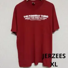 JERZEES ジャージーズ XL レッド 英字プリント ジョーク Tシャツ
