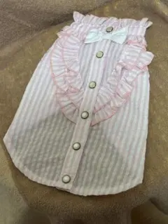 ene 犬服 ストライプ柄 フリル ワンピース　size2のサムネイル
