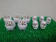 縁起物 フクロウ置物セット 陶器製