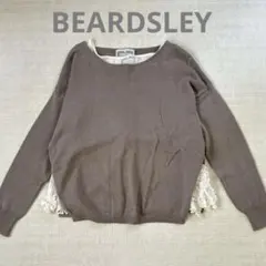 BEARDSLEY ビアズリー 裾レースインナー付リネン混ニット　ハイゲージ　F