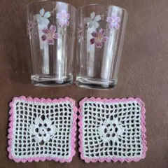 桜模様ガラスグラス2個セット