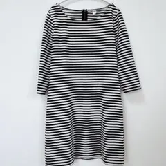 OLD NAVY ボーダー モノトーン 長袖 ワンピース L白黒 大人可愛い
