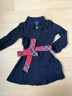 Polo Ralph Lauren 黒 ワンピース 4T チェックリボン付き