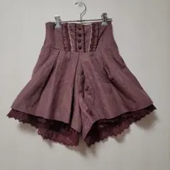 axes femme 薔薇ボタン&レース付きキュロット M ゴールドラメのサムネイル