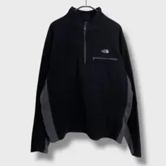 ザノースフェイス☆ハーフジップフリース☆ワンポイントロゴ☆黒☆XL☆D26UM