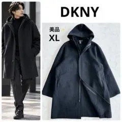 00T335☆ DKNY 中綿 フード付 ロングコートアウター 防寒 秋冬 S 