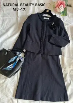 きれい系ママ　ママスーツ　ノーカラージャケット フォーマル　黒　Mサイズ