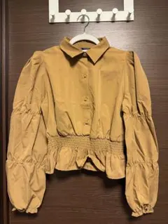 ZARA パフスリーブブラウス M ブラウン長袖