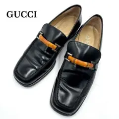 GUCCI グッチ レザー ローファー ブラック バンブー 22.5cm