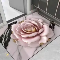 高見え　薔薇柄　珪藻土　バスマット　フロアマット　玄関マット　リビング　寝室