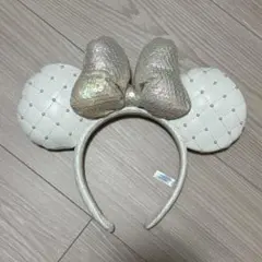 ディズニー カチューシャ ミニー 白 スパンコール パールデザイン
