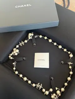 【美品】CHANELシャネル*パールロングネックレス/シルバー×ホワイト色/二連のサムネイル