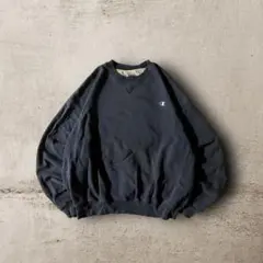 Champion90s前Vソリッドスウェットワンポイント刺繍ロゴCBOY紺2XL