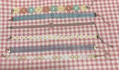 レディース　ブラック色　黒色レース　チョーカー　ネックレス　6個セット　まとめ