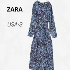 フラワープリント ロングワンピース