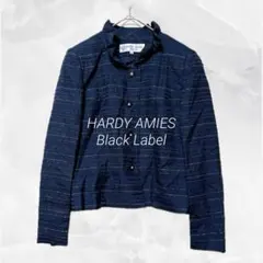 a1641 HARDY AMIES シルク素材 スタンドカラージャケット 上品Lのサムネイル