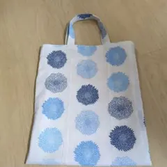 青系花柄　ぺたんこトートバッグ