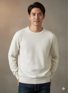 UNIQLO ウォッシャブルミラノリブクルーネックセーターオフホワイト Lサイズ